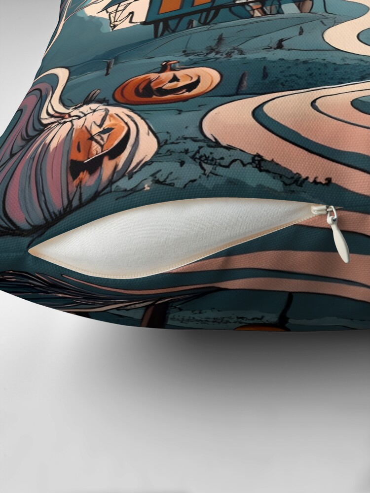 Thumbnail 2 of 4, Pillow, Halloween Spooky path to scary house designed and sold by Patricks-Art.