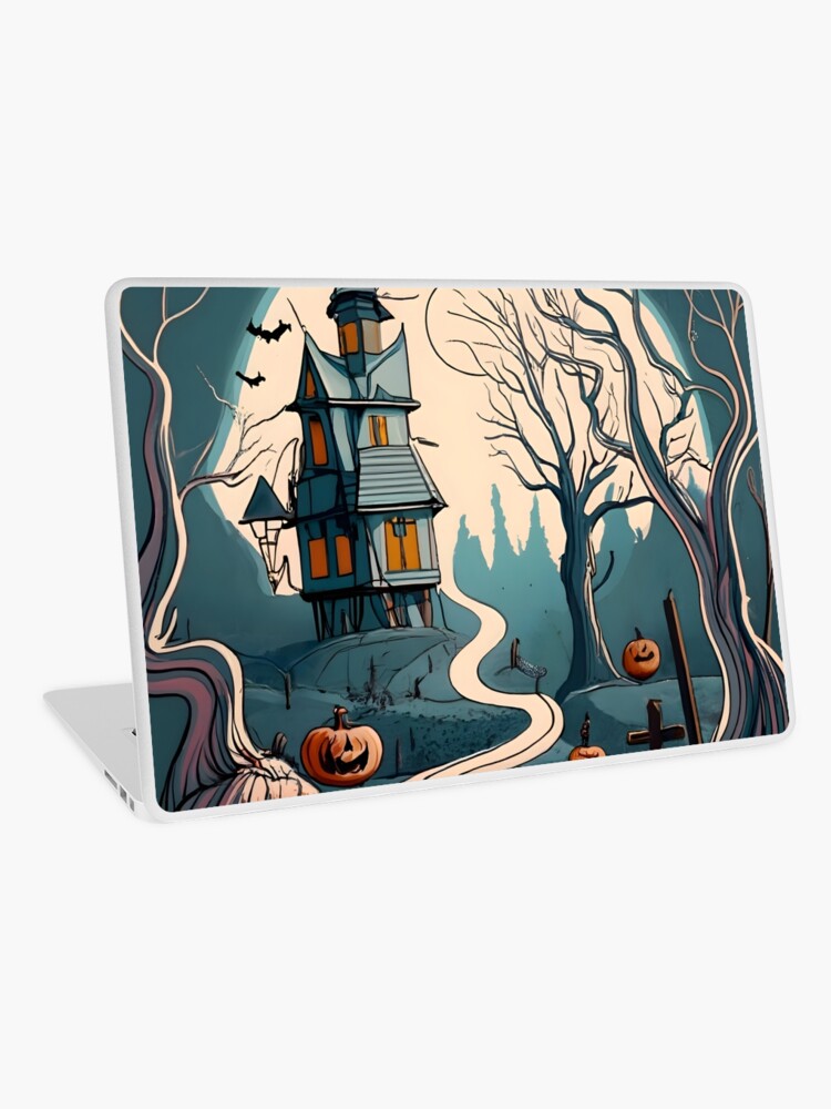 Thumbnail 1 of 2, Laptop Skin, Halloween Spooky path to scary house designed and sold by Patricks-Art.