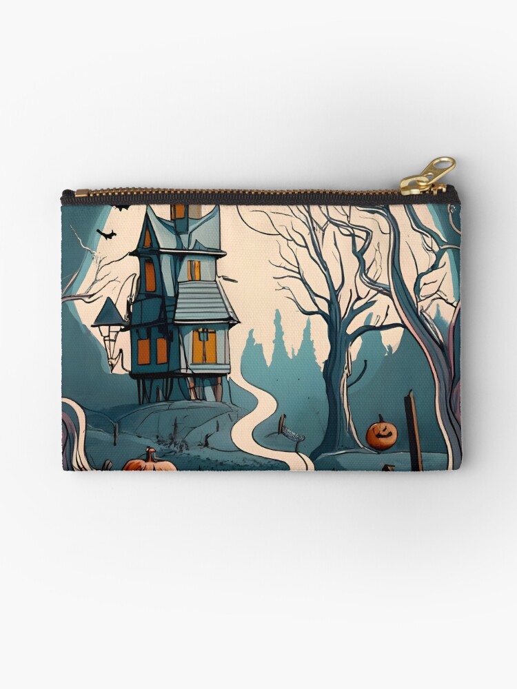 Thumbnail 1 of 4, Zipper Pouch, Halloween Spooky path to scary house designed and sold by Patricks-Art.