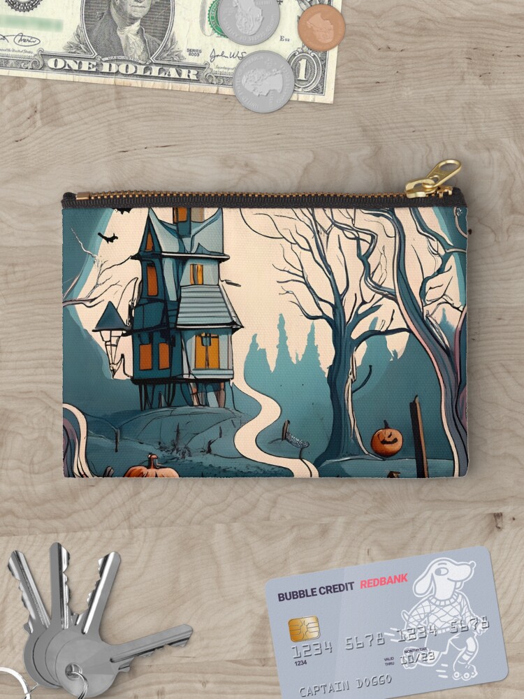 Thumbnail 3 of 4, Zipper Pouch, Halloween Spooky path to scary house designed and sold by Patricks-Art.
