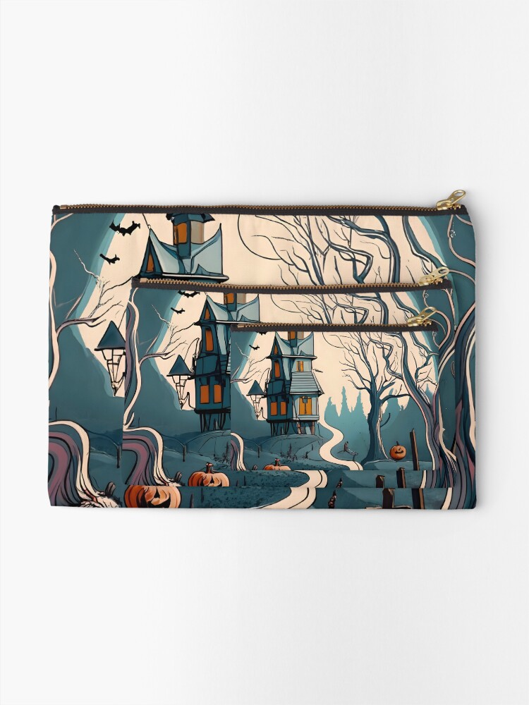 Thumbnail 2 of 4, Zipper Pouch, Halloween Spooky path to scary house designed and sold by Patricks-Art.