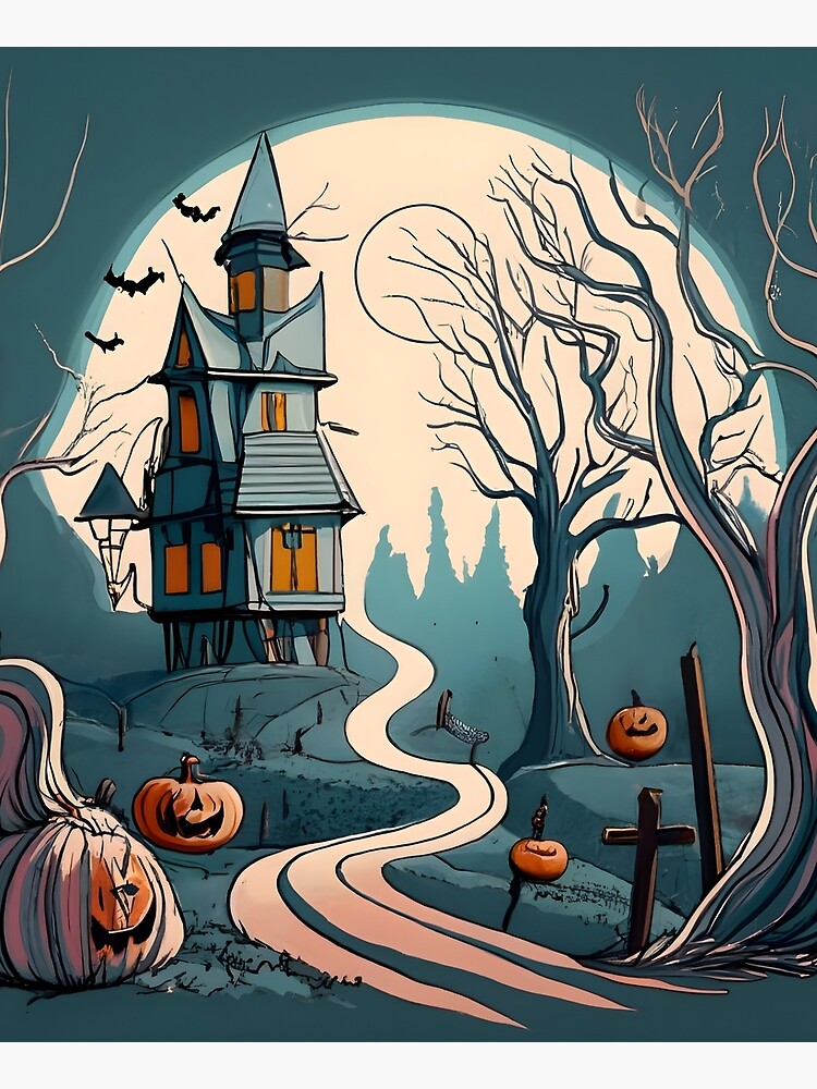Thumbnail 6 of 6, Apron, Halloween Spooky path to scary house designed and sold by Patricks-Art.