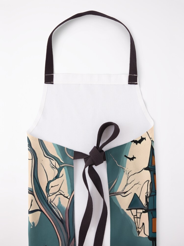Thumbnail 5 of 6, Apron, Halloween Spooky path to scary house designed and sold by Patricks-Art.