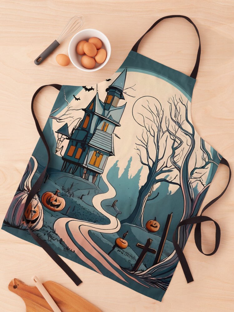 Thumbnail 1 of 6, Apron, Halloween Spooky path to scary house designed and sold by Patricks-Art.