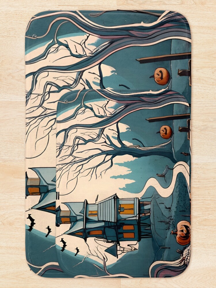 Thumbnail 5 of 6, Bath Mat, Halloween Spooky path to scary house designed and sold by Patricks-Art.