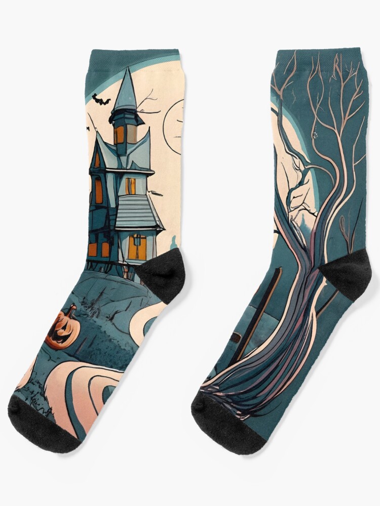Thumbnail 1 of 5, Socks, Halloween Spooky path to scary house designed and sold by Patricks-Art.