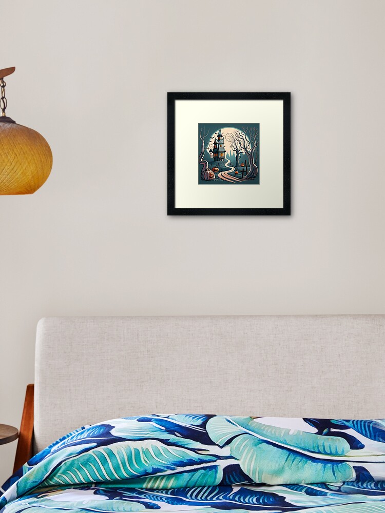 Thumbnail 2 of 7, Framed Art Print, Halloween Spooky path to scary house designed and sold by Patricks-Art.