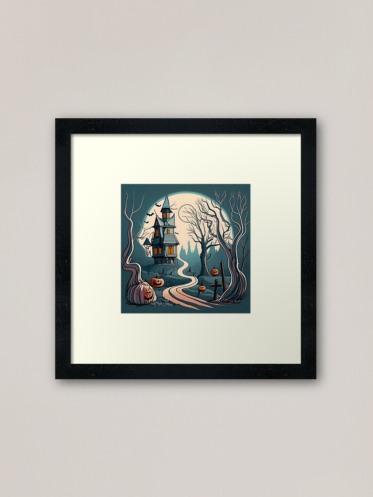 Thumbnail 1 of 7, Framed Art Print, Halloween Spooky path to scary house designed and sold by Patricks-Art.