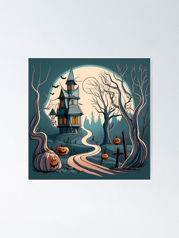 Thumbnail 1 of 3, Poster, Halloween Spooky path to scary house designed and sold by Patricks-Art.