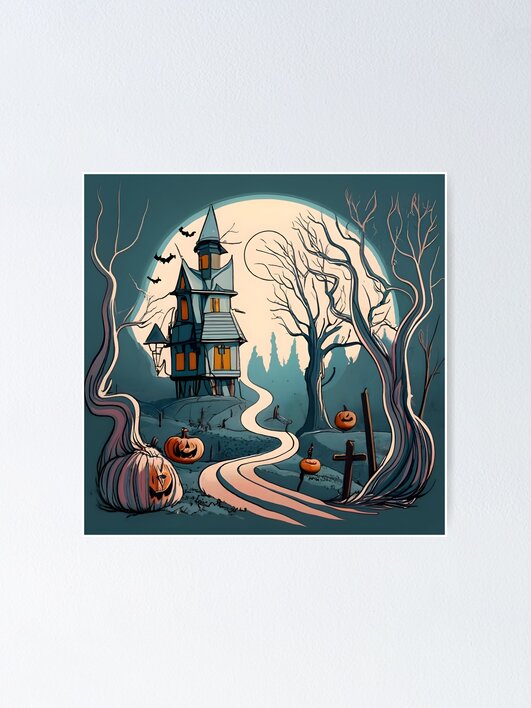 Thumbnail 1 of 3, Poster, Halloween Spooky path to scary house designed and sold by Patricks-Art.