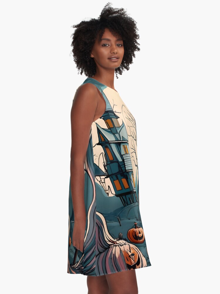 Thumbnail 2 of 4, A-Line Dress, Halloween Spooky path to scary house designed and sold by Patricks-Art.