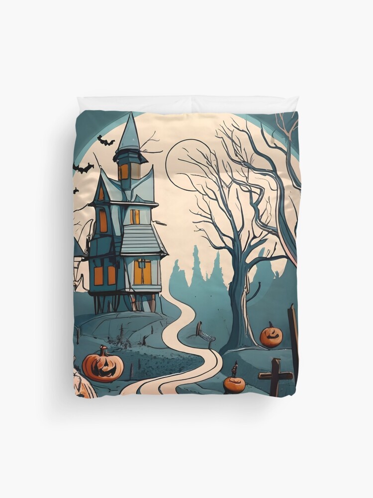 Thumbnail 1 of 2, Duvet Cover, Halloween Spooky path to scary house designed and sold by Patricks-Art.