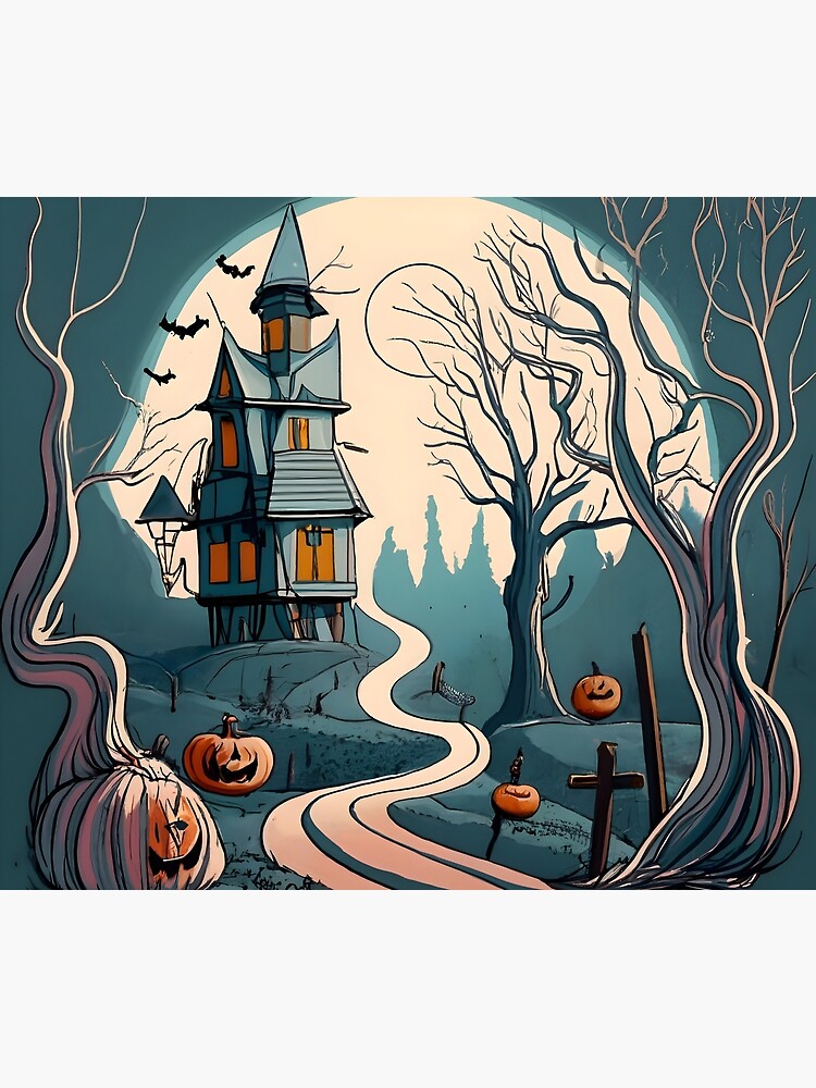Thumbnail 6 of 6, Throw Blanket, Halloween Spooky path to scary house designed and sold by Patricks-Art.