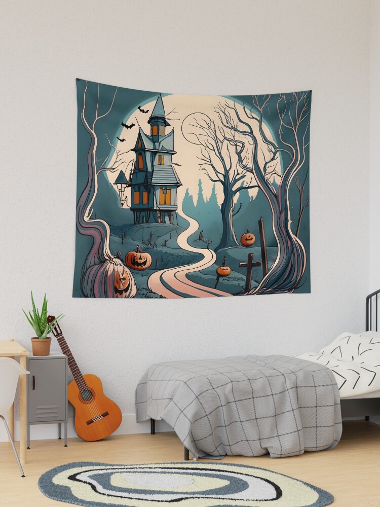 Thumbnail 1 of 3, Tapestry, Halloween Spooky path to scary house designed and sold by Patricks-Art.