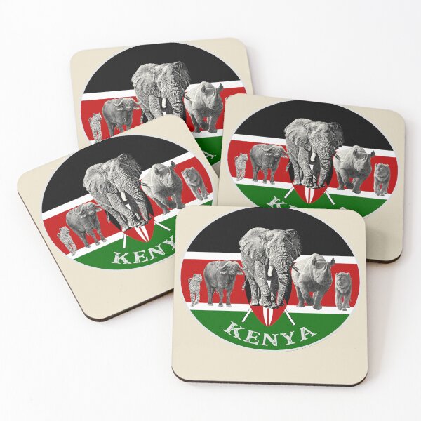 Item preview, Proudly Kenya Big 5 on Kenya Flag for Wildlife Fans designed and sold by Scotch Macaskill.