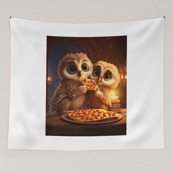 Item preview, Owl brothers sharing a pizza!! designed and sold by banpaltee.