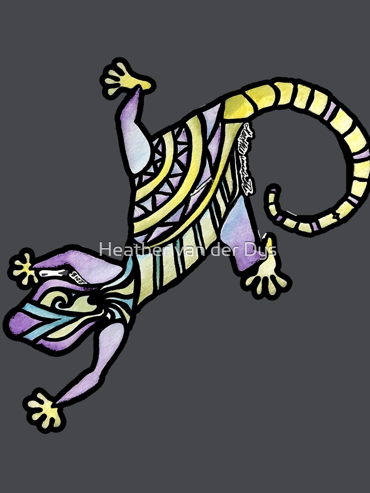 Watercolor Painted Mosaic Gecko by vanderdys