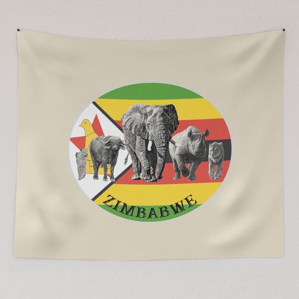 Item preview, Proudly Zimbabwe Big 5 on Zimbabwe Flag for Wildlife Fans designed and sold by Scotch Macaskill.