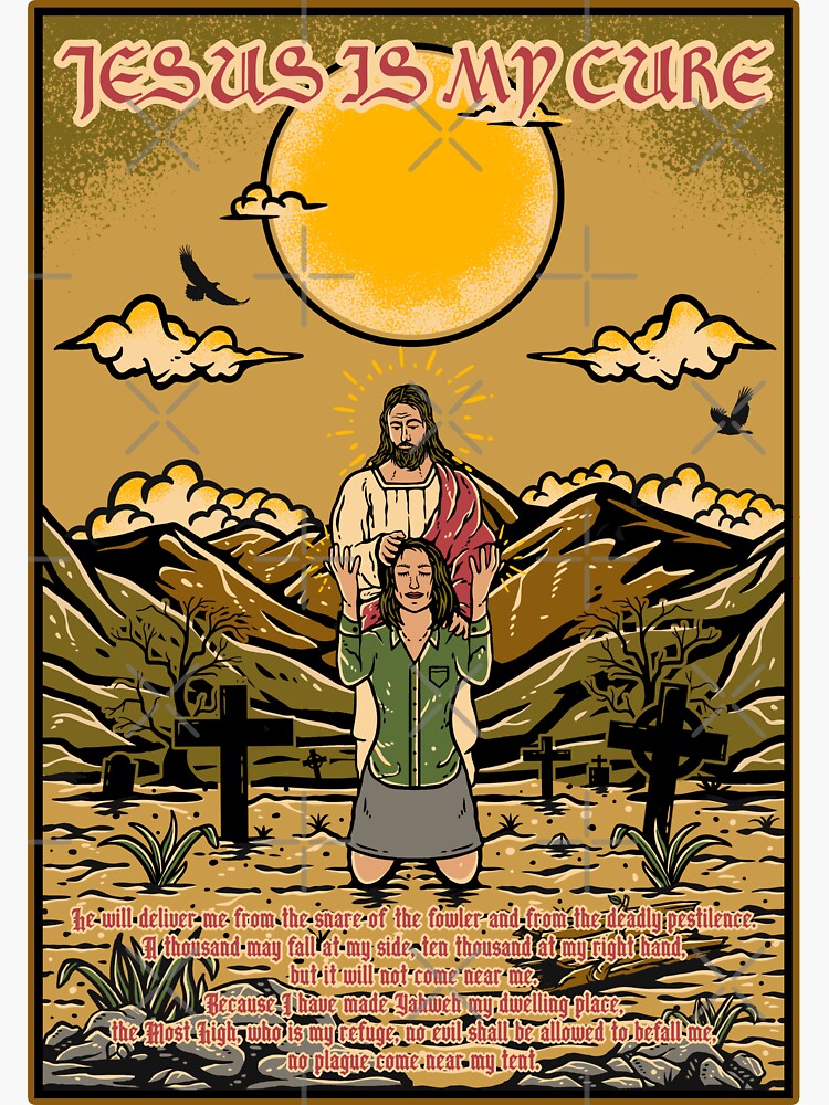 Thumbnail 3 of 3, Sticker, Psalm 91 designed and sold by ChristlikeMerch.
