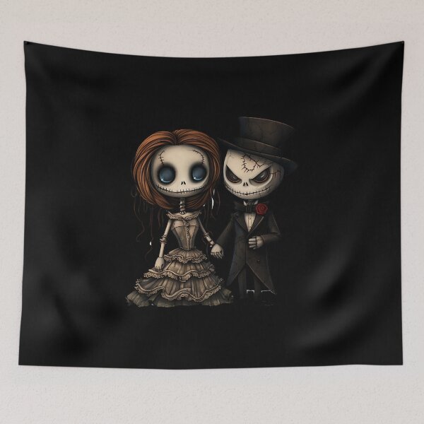 Item preview, Scary Spooky Doll Halloween Cutte Skull Couple, bride and groom, husband and wife, wedding Creature Fun designed and sold by smartrocket.