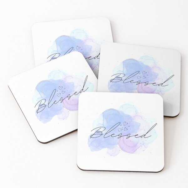 Item preview, Blessed text with hearts on pink and blue aesthetic background  designed and sold by Crazy-art-land.