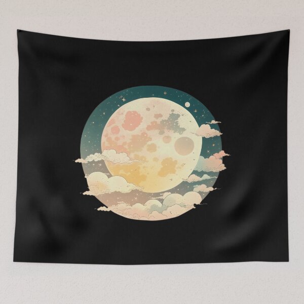 Item preview, Full Moon Lunar Phases Space Stars Flowers Nature Celestial designed and sold by farhanhafeez.