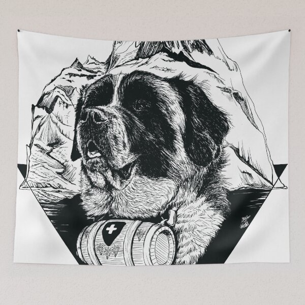 Item preview, Saint Bernard dog with Swiss Matterhorn designed and sold by camarocaro.