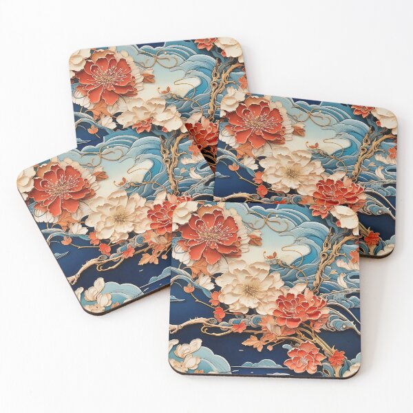 Item preview, Japanese Satsuma Ceramic Tile Design IV: Storm Clouds and Flowers designed and sold by stevepmp.