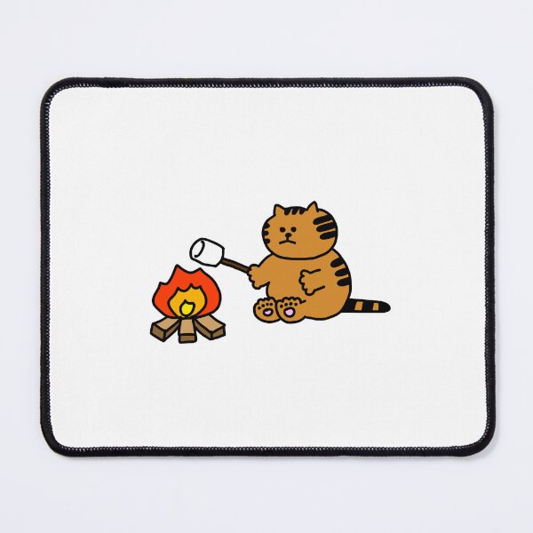 Item preview, a Cat with a marshmallow in front of a campfire designed and sold by superbaechoo.