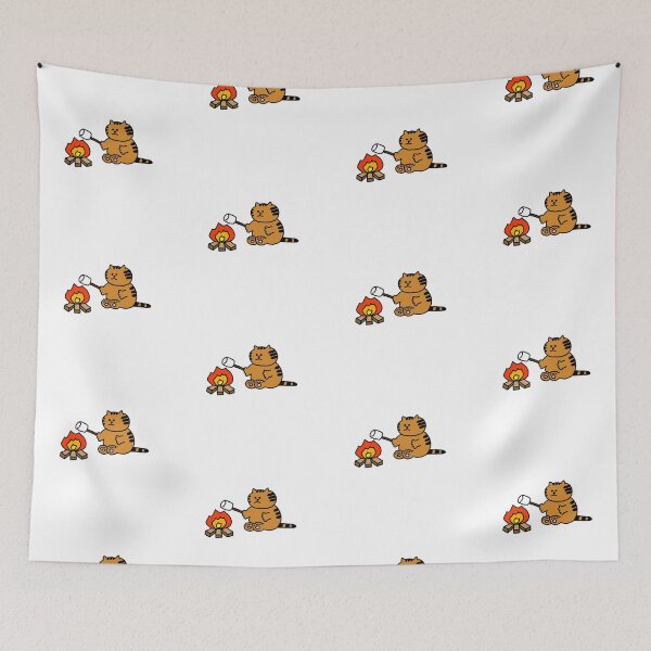 Item preview, un gato con un malvavisco frente a una fogata designed and sold by superbaechoo.