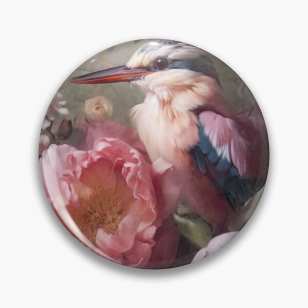 Item preview, Kingfisher in Peonies designed and sold by Peonysunday.