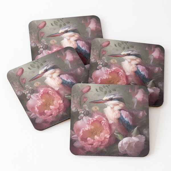 Item preview, Kingfisher in Peonies designed and sold by Peonysunday.