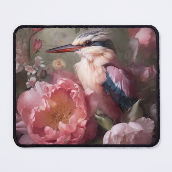 Item preview, Kingfisher in Peonies designed and sold by Peonysunday.