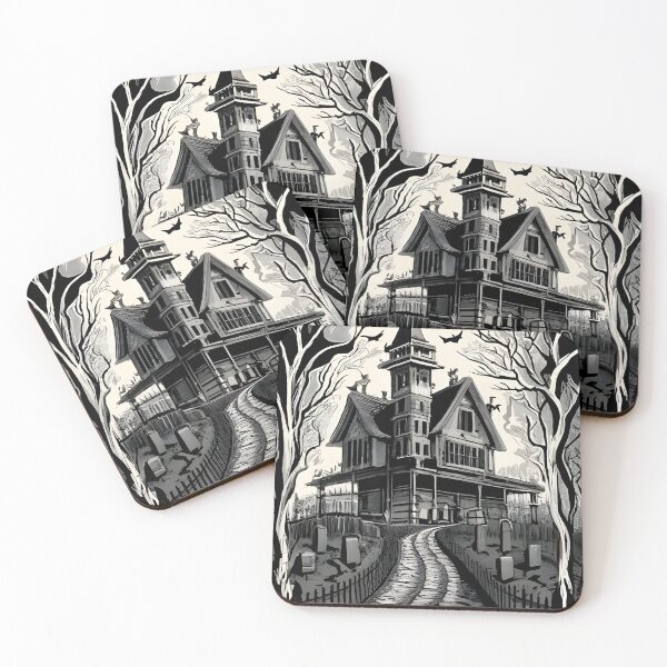 Item preview, Black and White Haunted House designed and sold by DRESSED-UP-CUBS.