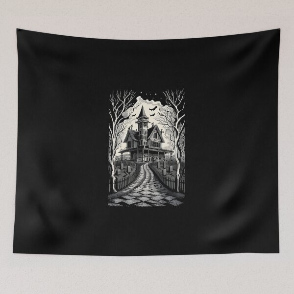 Item preview, Black and White Haunted House designed and sold by DRESSED-UP-CUBS.