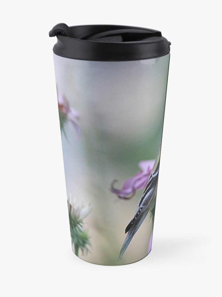 Alternate view of American Goldfinch - female Travel Coffee Mug