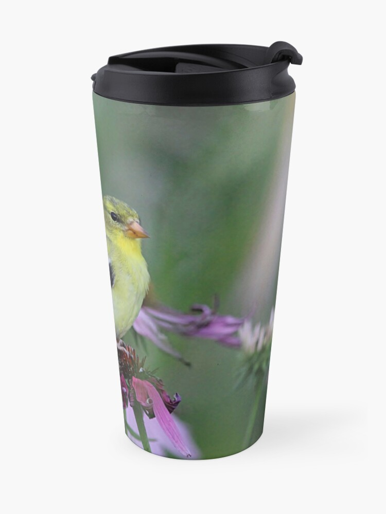 Alternate view of American Goldfinch - female Travel Coffee Mug