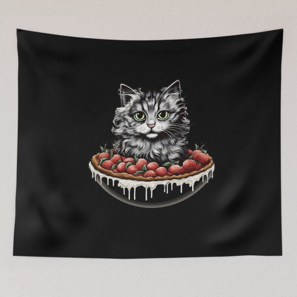 Item preview, Cat with strawberry cake designed and sold by AngelinaBezm.