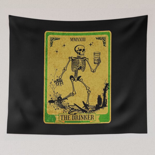 Item preview, Funny Skeleton Drinker Tarot Card designed and sold by PeteRascal.