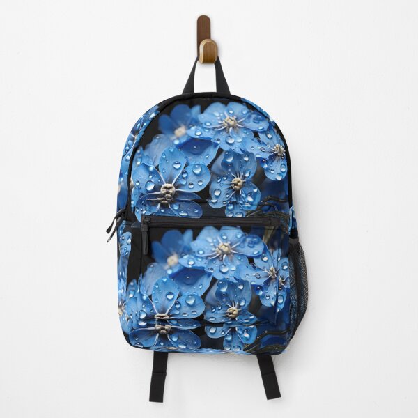Item preview, Blue Forget-Me-Not flowers with rain drops on them in the style of flowerpunk designed and sold by AI-Only Creations.