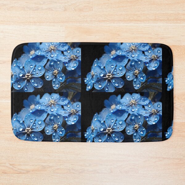 Item preview, Blue Forget-Me-Not flowers with rain drops on them in the style of flowerpunk designed and sold by AI-Only Creations.