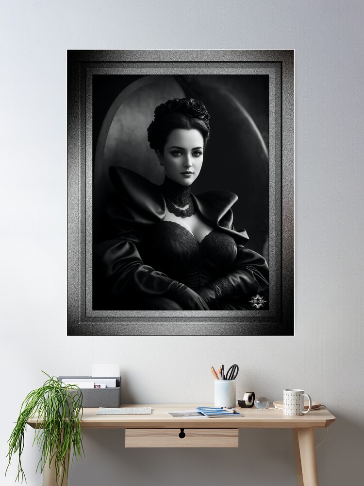 The Black Rose Of Belisconia Beautiful AI Concept Art Portrait by Xzendor7 Room Decor Wall Poster