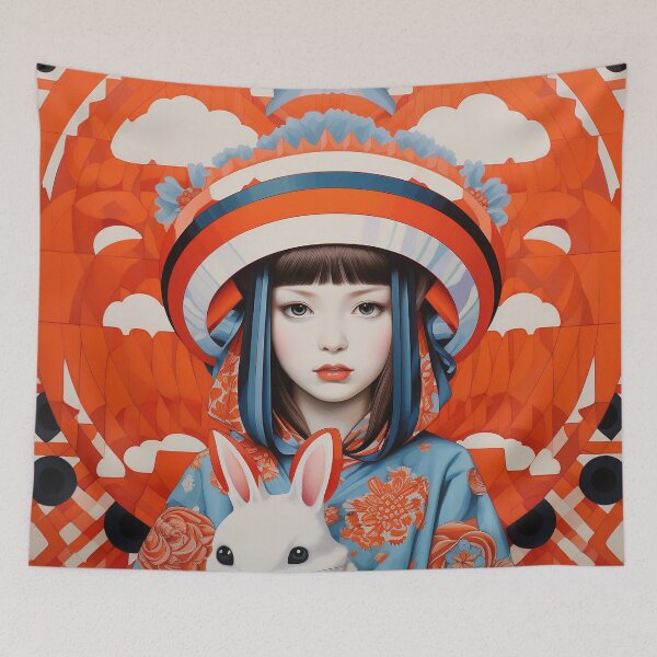 Item preview, Japanese girl with Rabbit designed and sold by Meeheemaha.