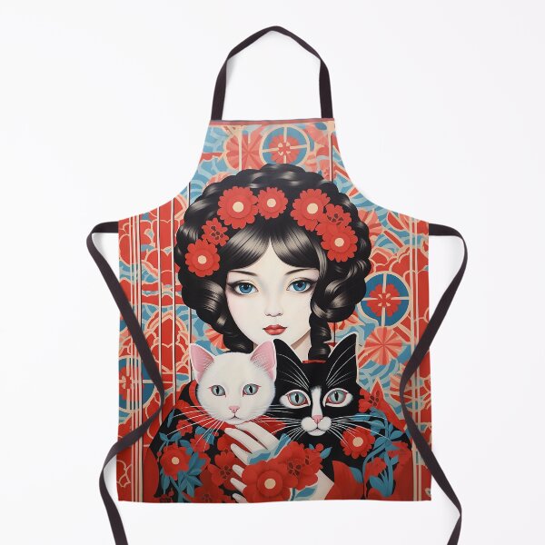Item preview, Japanese girl with 2 cats designed and sold by Meeheemaha.