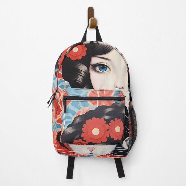 Item preview, Japanese girl with 2 cats designed and sold by Meeheemaha.