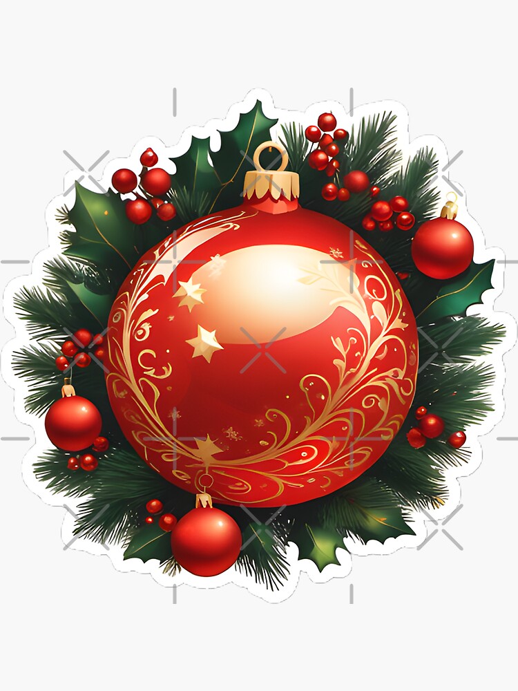 red christmas ball sticker | Sticker