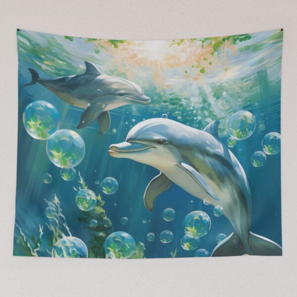 Item preview, Ocean Depths with Dolphins, Seaweed, Bubbles designed and sold by Zoomie-s.