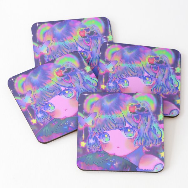 Item preview, Pretty Purple Rainbow Digital Glitchy Vaporwave Anime Girl designed and sold by bubblegoth.