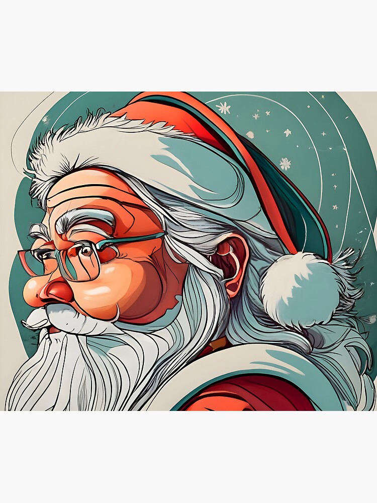 Thumbnail 5 of 5, Mouse Pad, Christmas Santa Claus Portrait drawing designed and sold by Patricks-Art.