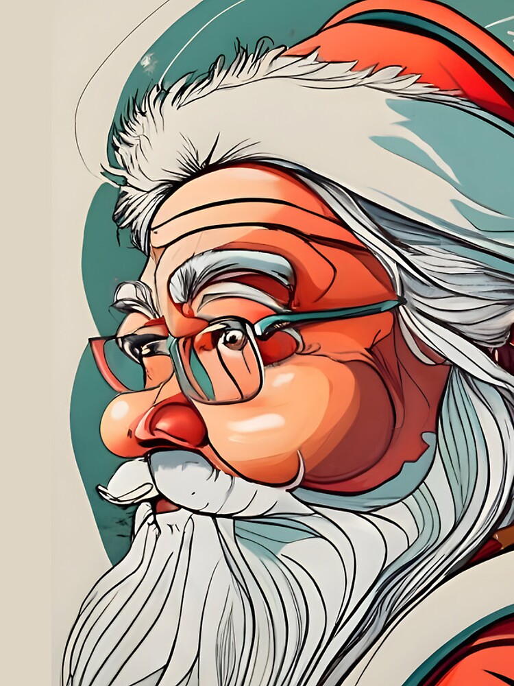Thumbnail 4 of 4, iPhone Case, Christmas Santa Claus Portrait drawing designed and sold by Patricks-Art.